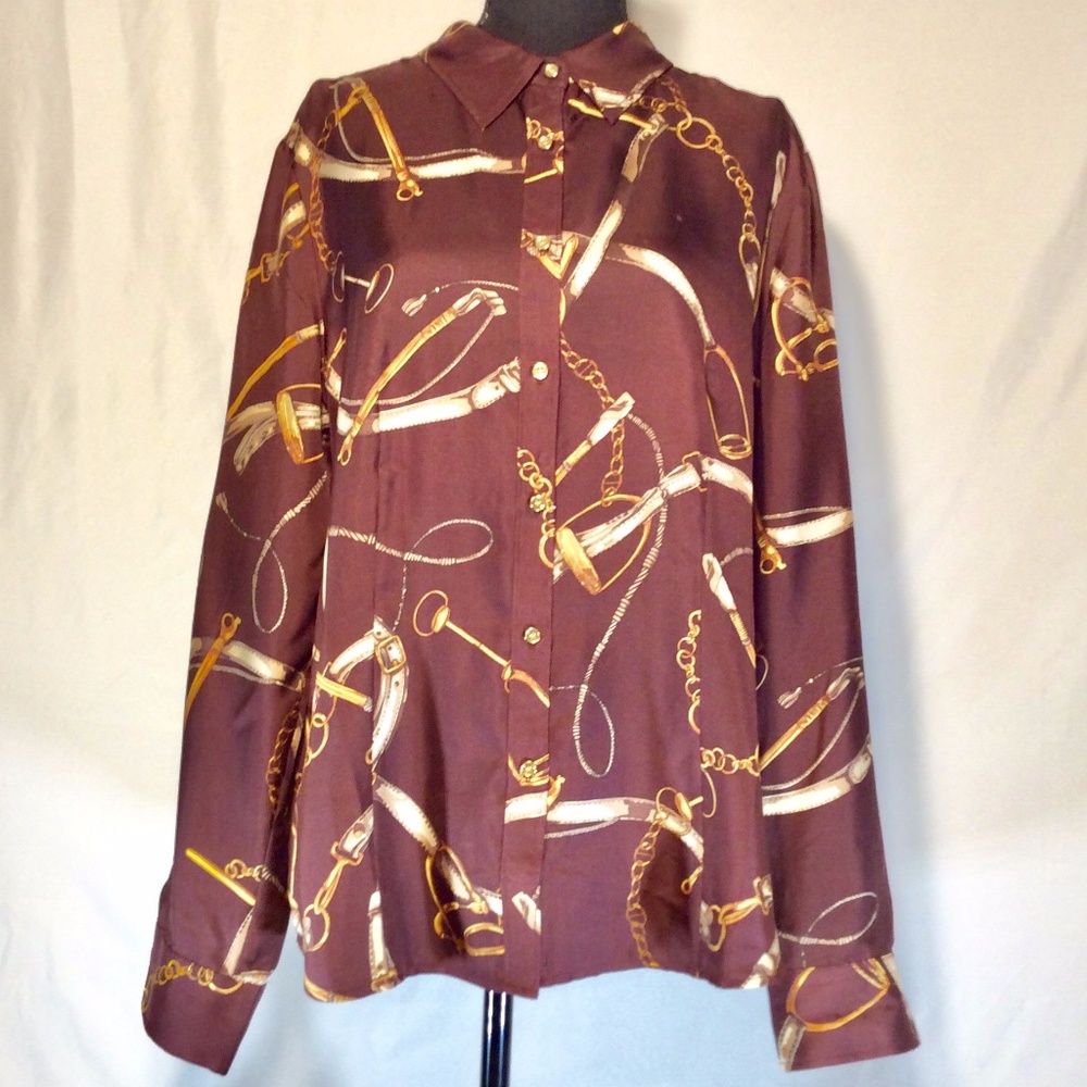 Talbots Red Silk Top - Picture 2 of 5